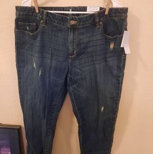 NWT Liz Claiborne distressed city fit skinny boyfriend jeans size 16w